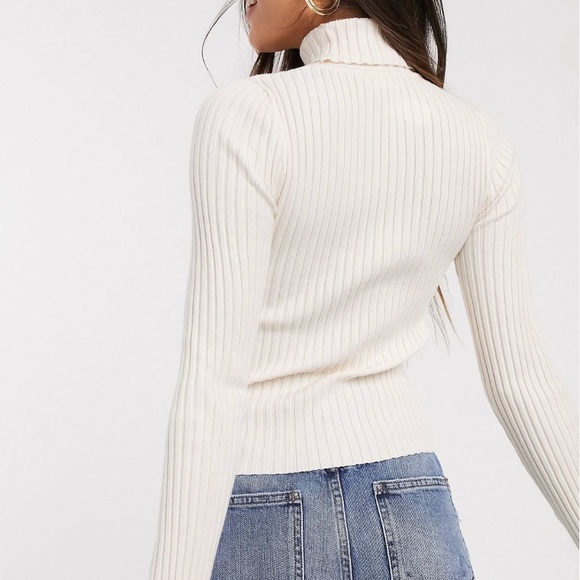 ASOS Roll Knit Sweater in Fine Knit Rib - Picture 2 of 8